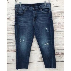 Uniqlo Distressed Cropped Raw Hem Boyfriend Jeans
